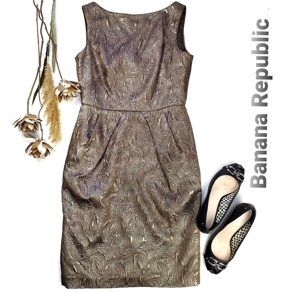 BANANA REPUBLIC  Brown Iridescent Shift Dress 4